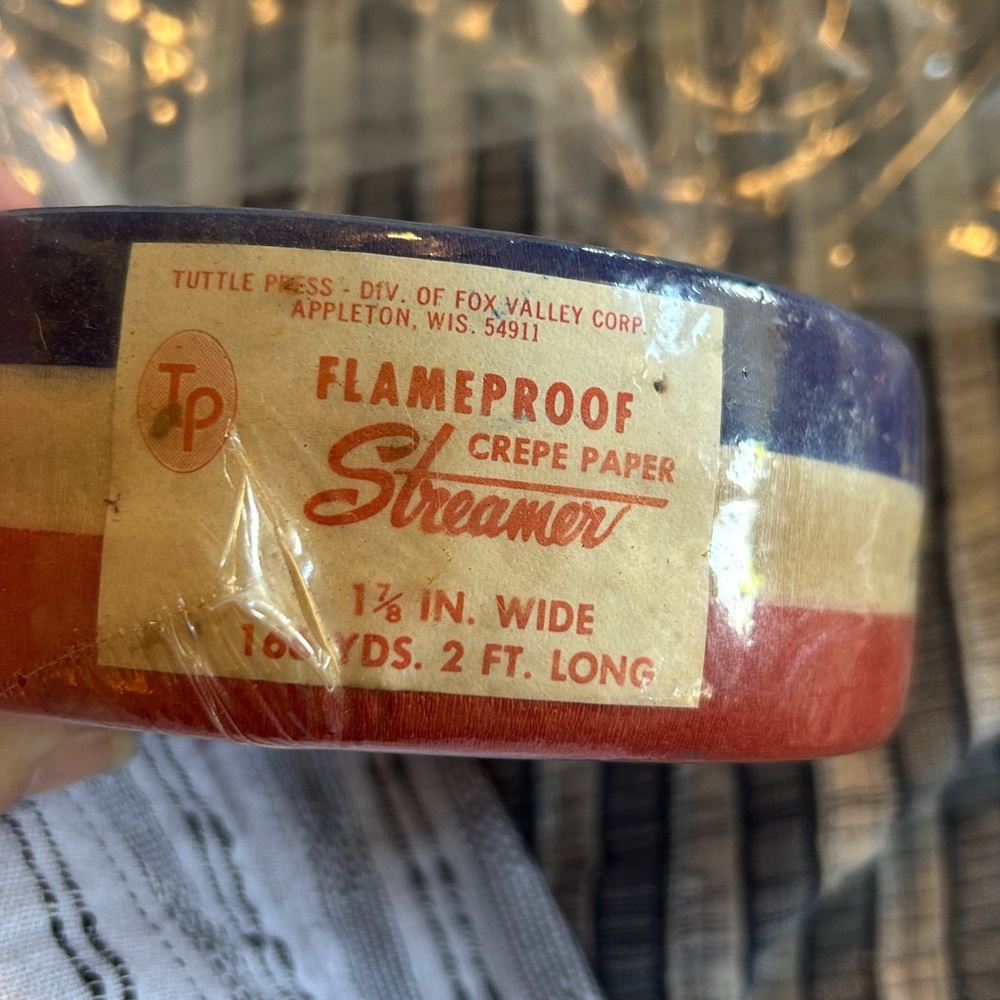 Vintage Striped Red, White, Blue paper streamers